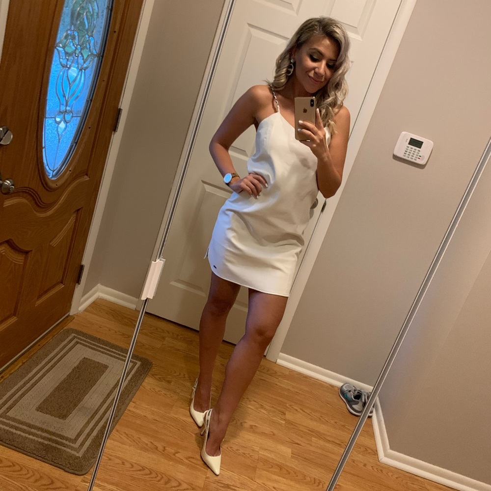 Armani Exchange white leather dress